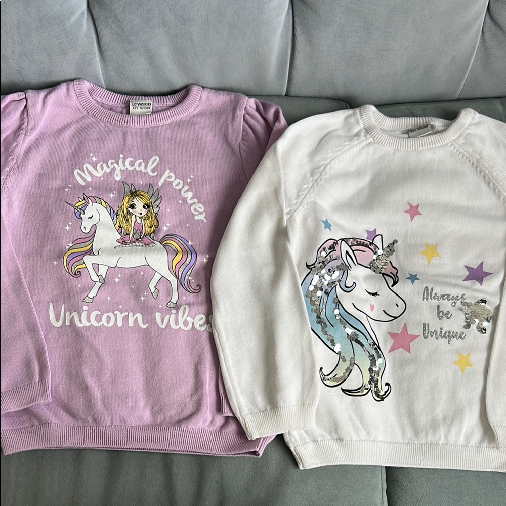 Unicorn Vibes Kids Sweatshirt - Purple and White